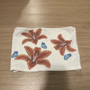 Edikted Floral Print White Tube Top